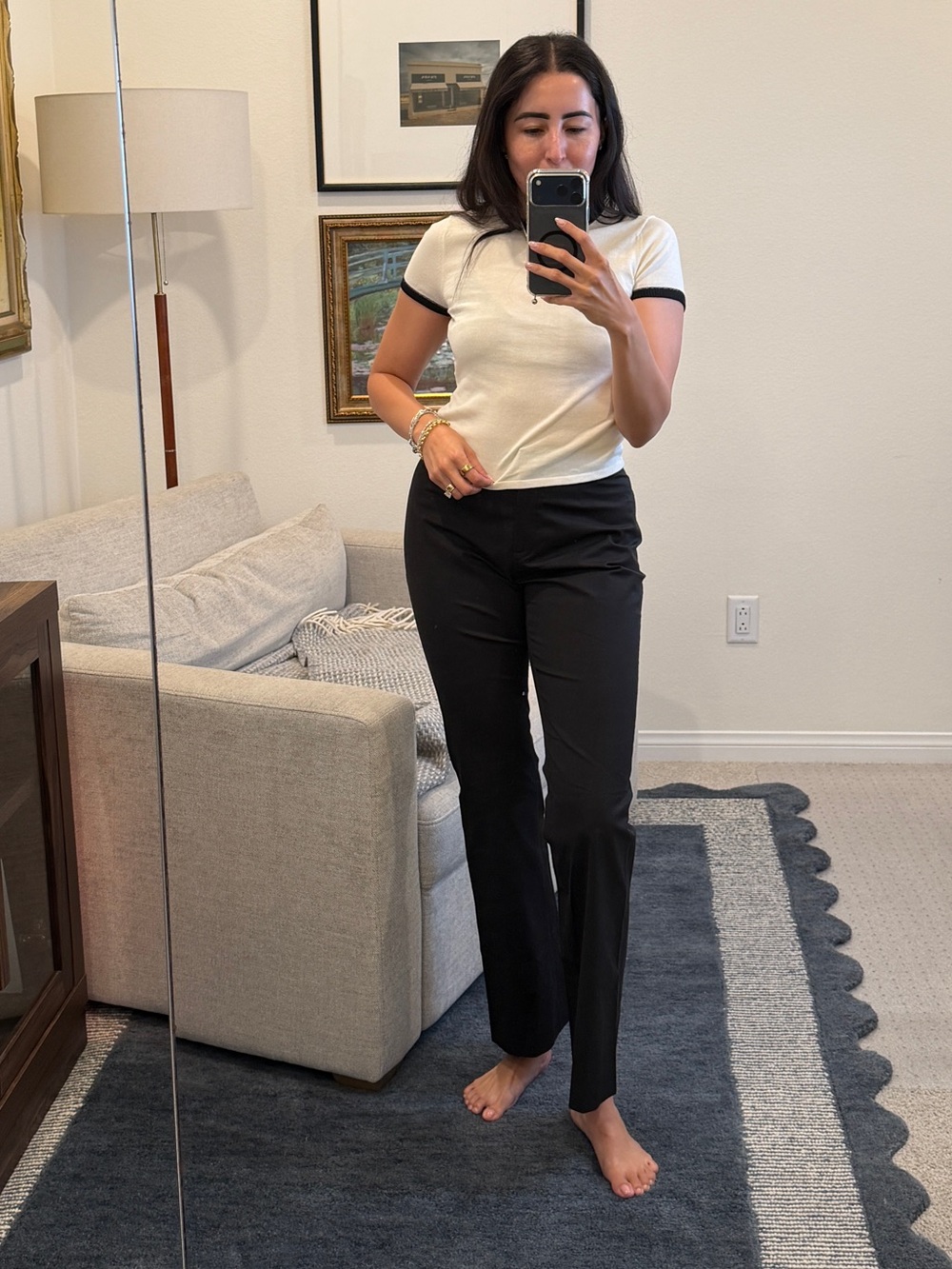 Celine Black Cotton Straight Leg Trousers